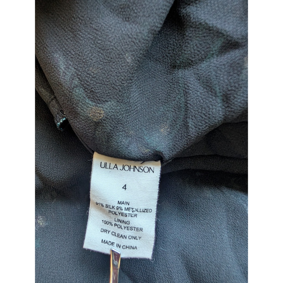 NWOT Ulla Johnson Audette Tiered Floral Silk Chiffon Dress Size 4 Black #2G451 - Picture 10 of 11